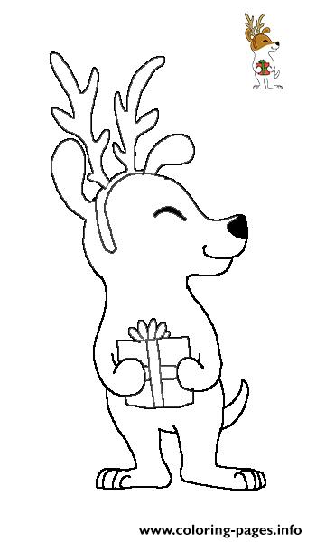 Olive The Other Reindeer With Gift coloring